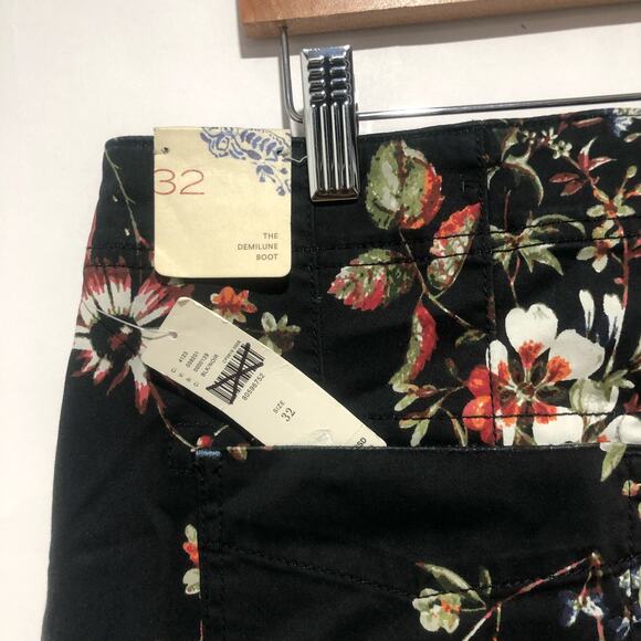 Athropologie Womens Pilcro Mid-Rise Demilune Floral Utility Pants size 32 - Picture 10 of 13